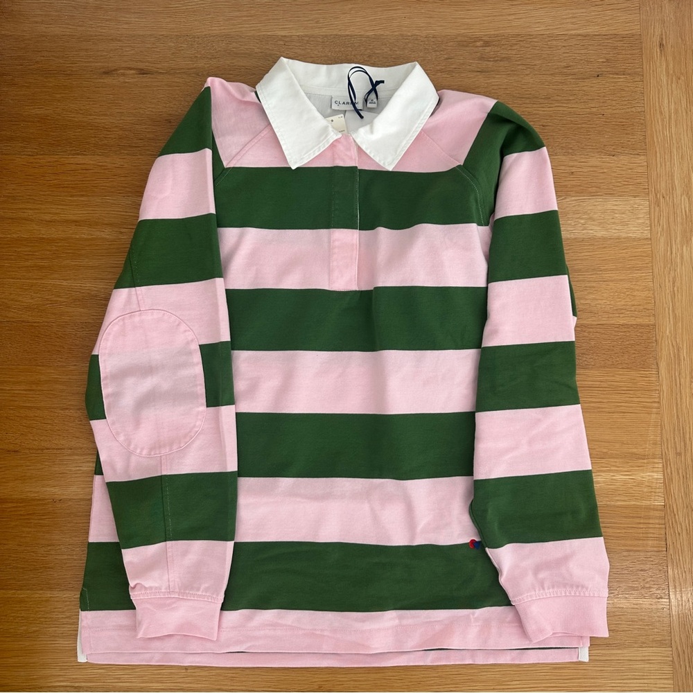 NWT! Striped Green and Pink Rugby Shirt - Picture 3 of 4